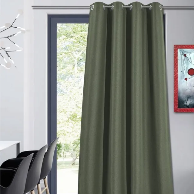 home style Bruno Kant-en-Klaar Gordijn Groen | 135x260 cm | Verduisterend | Met Ringen | 100% Polyester 320 g/m² | Per Stuk