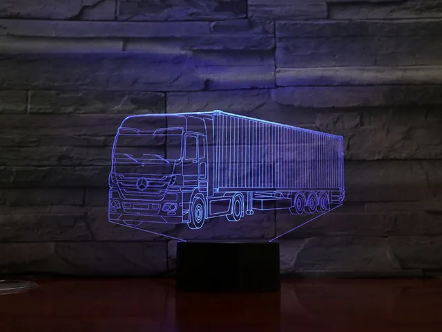 MC Living 3D Led Lamp Met Gravering - RGB 7 Kleuren - Vrachtauto