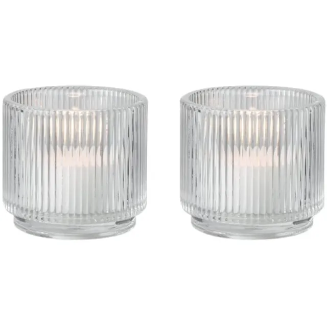 Stelton Pilastro theelichthouder H6cm D6.5cm set van 2 helder glas