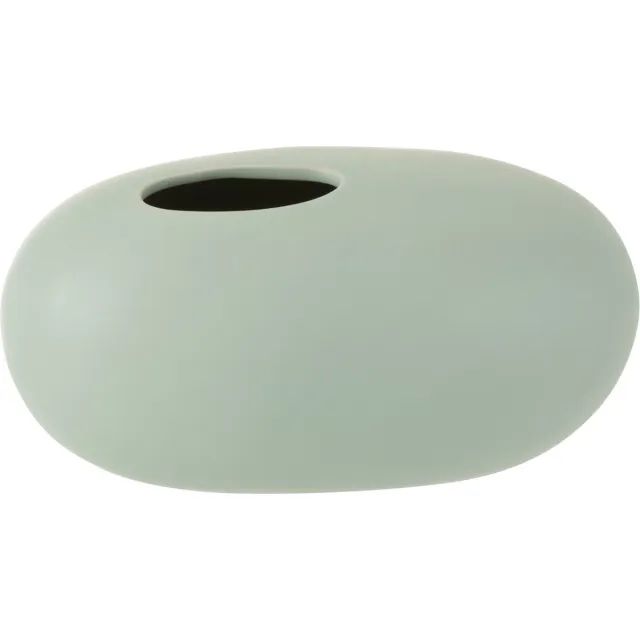 J-Line vaas Ovaal - keramiek - pastel groen - large - Ø 15 cm