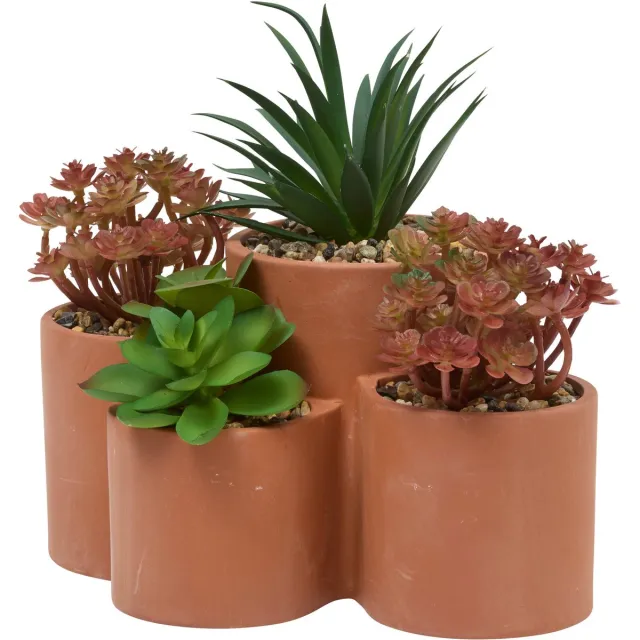 Atmosphera Kunstplant Wonj Vetplanten - 22x16x20cm - Terracotta