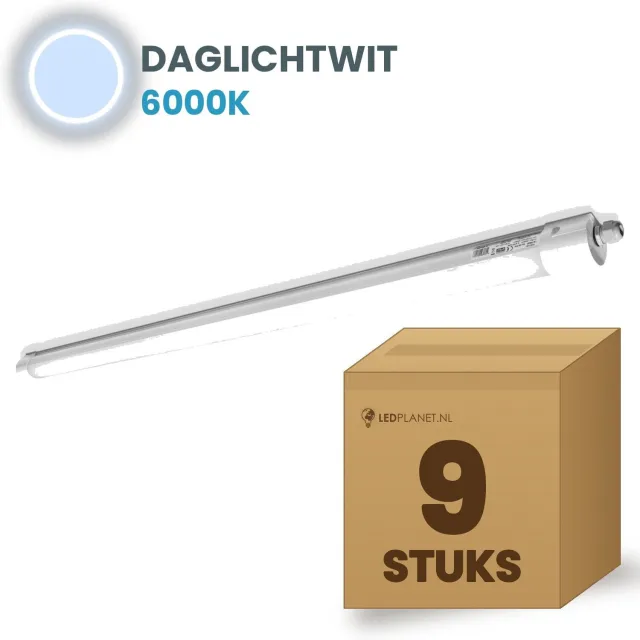 Tsong TL armatuur Tri Proof 1200mm 9 stuks - 36W 5400lm - Daglichtwit 6000K - Niet koppelbaar - IP65 - 230V