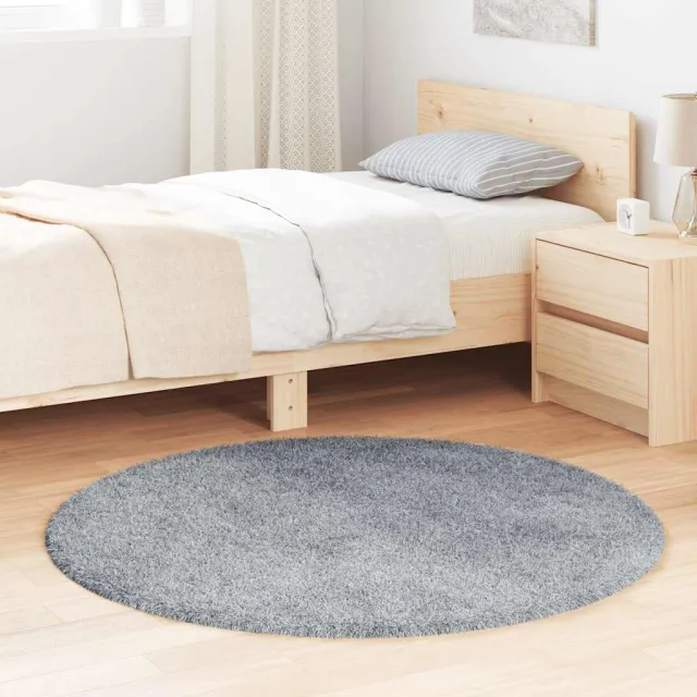 vidaXL Hoogpolig vloerkleed NAVARRA 120x120 cm polyester lichtgrijs grijs, foto 2