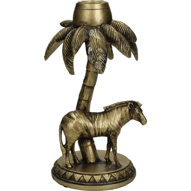 Wants&Needs Wants & Needs - Kandelaar - Zebra - Palmboom - Goud - Polyresin