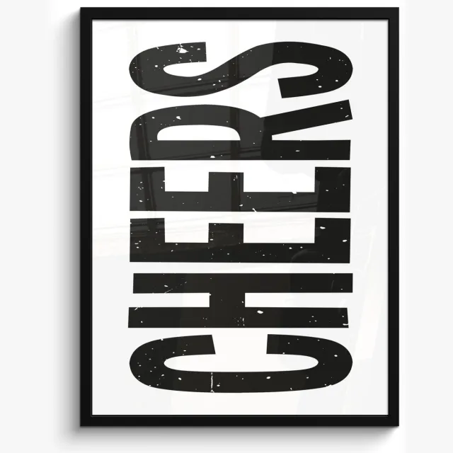 FrameYourWall Fotolijst inclusief poster - Posterlijst 50x70 cm - Posters - Retro - Cheers - Zwart - Decoratie - Foto in lijst - Keuken decoratie muur - Wanddecoratie accessoires - Muurdecoratie - Schilderijen