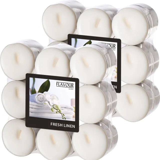 Conpax Candles Geur theelichtjes/waxinelichtjes - 36x - Fresh Linen aroma - 4,5 branduren Wit