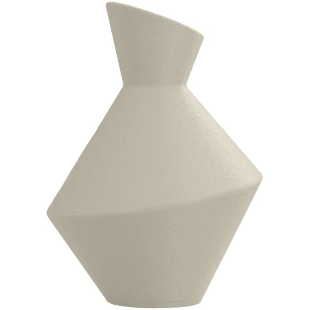 Layvo DARIS Vaas - Crème - D19 x H25 cm - droogbloemen vaas - geometrische vaas - gerecycled plastic