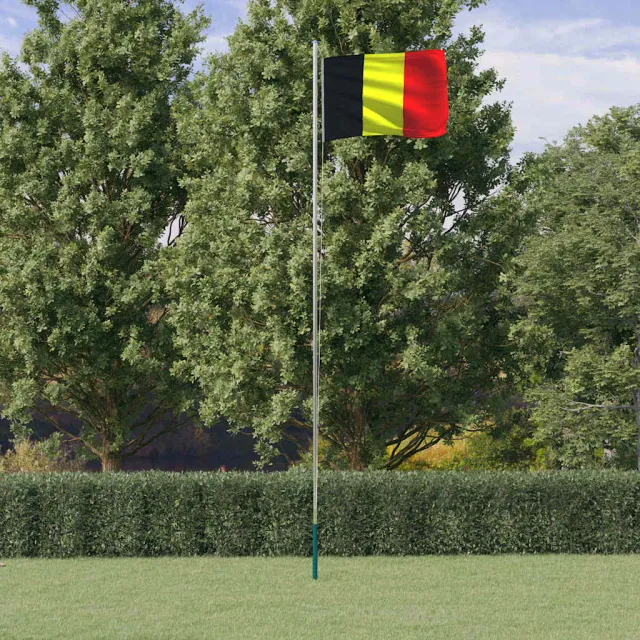 vidaXL Vlag met vlaggenmast België 6,08 m aluminium Meerkleurig