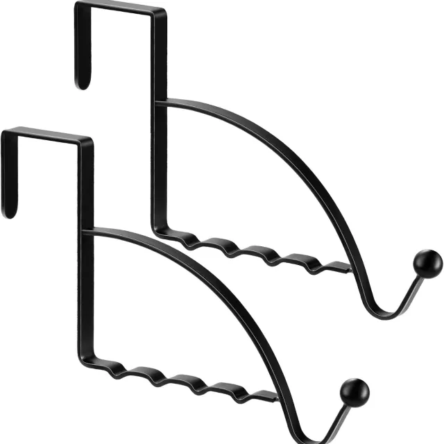 QTTVBTNA Deurhaken – 2 stuks – Metaal – Zwart – Over de deur – Zonder Boren – Voor Jassen & Tassen