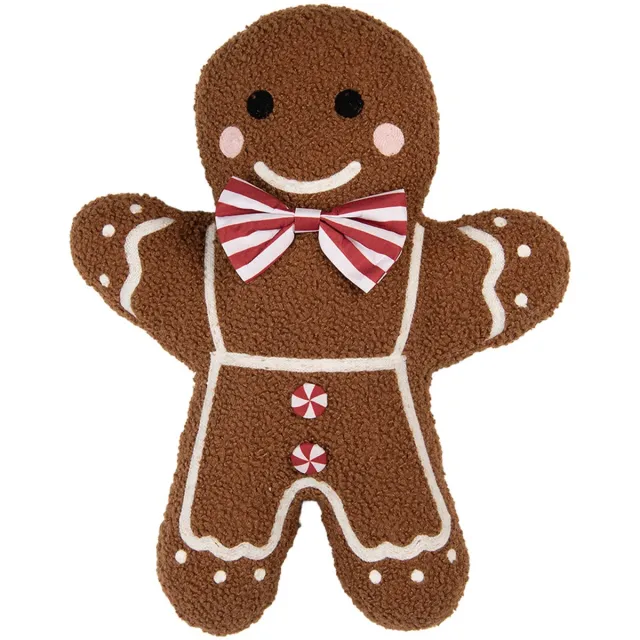 Clayre & Eef Sierkussen Gingerbread man 40x5x44 cm Bruin Polyester