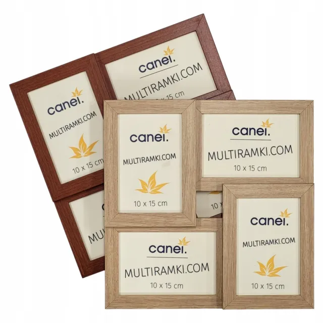 Canei Houten fotolijst voor 4 foto's 10x15 cm - Wanddecoratie Houtkleur