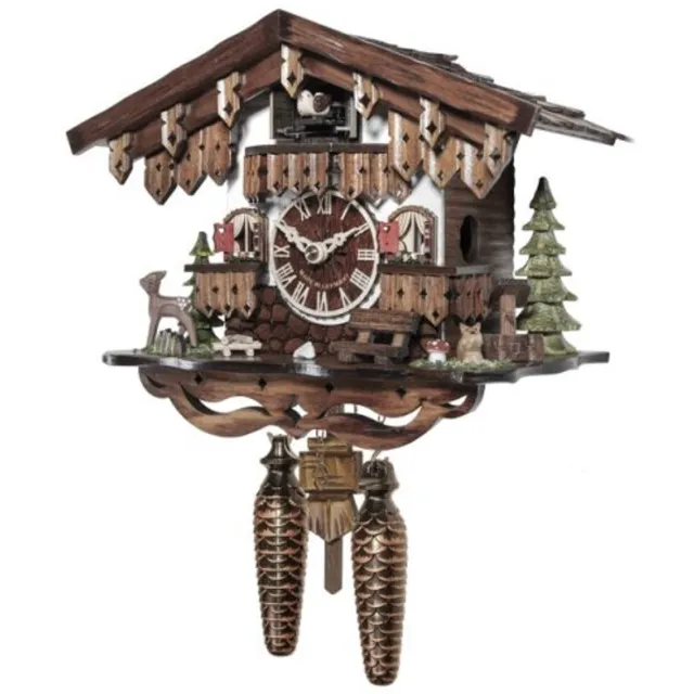 Engstler 485_Q - Koekoeksklok - Kwarts - Notenhout - 22 cm Bruin