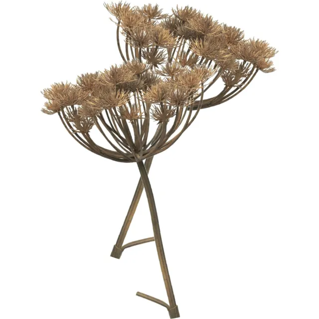 Bellatio Design Kunstbloem/kunsttak Berenklauw/heracleum - 2x - 98 cm - losse steel - kunst zijdebloem takken Lichtbruin