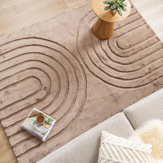 Fraai Zacht hoogpolig vloerkleed - Carvy Arches Taupe - 80x150cm