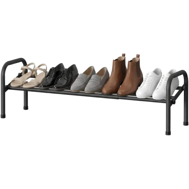 Songmics Schoenenrek - Schoenenrek Metaal - 1 Laags - Verstelbaar - Voor Hal Garderobe Entree Inktzwart