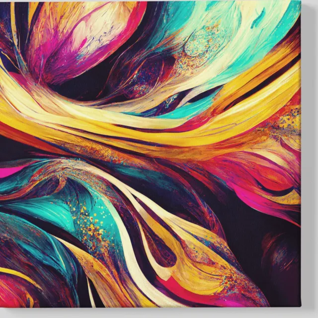 Trendex Global Canvas Schilderij - Abstract - Kleuren - Wanddecoratie - 40x40x2 cm Kleurrijk