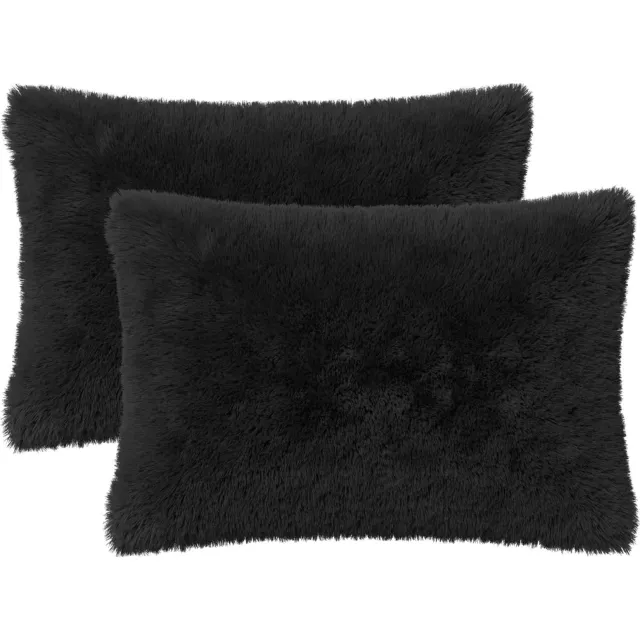 vidaXL Plaid kussen 2 st HEERLEN Zwart 50 x 70 cm PV Fleece