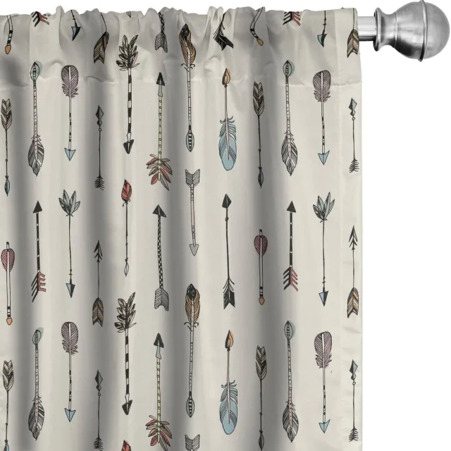 ABAKUHAUS Pijlgordijnen – 2-delige set 75x175 cm – microvezel, veelkleurig Eierschaal