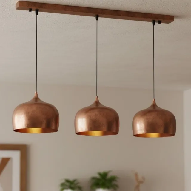 Bamyum hanglamp Ø30 cm, hanglamp vintage, industrieel van metaal E27, woonkamerlamp hangend, eettafel, keukenlamp, koperkleur Kupferfarbe