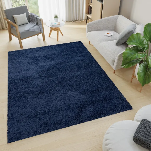 Tapiso Essence Vloerkleed Blauw Donker Hoogpolig Woonkamer Slaapkamer Tapijt Maat- 120x170 Blauw 2