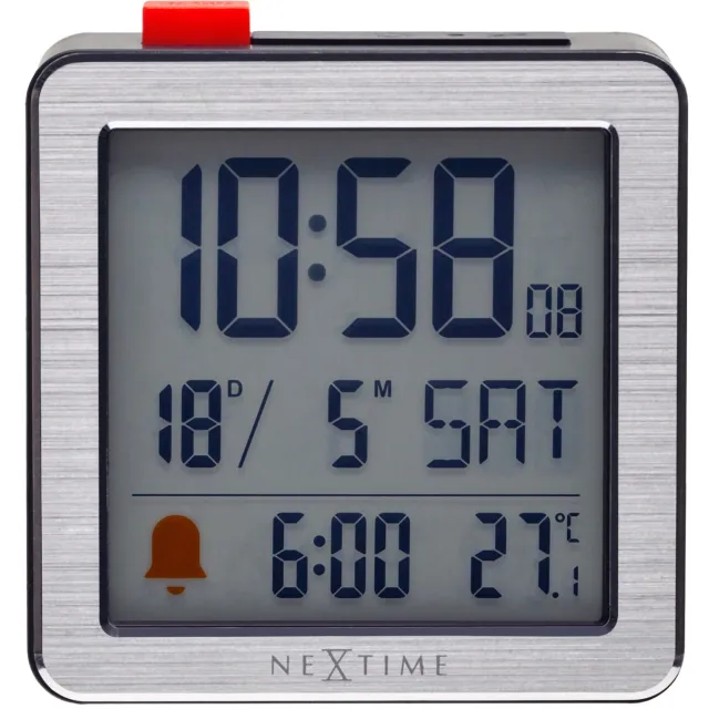 NeXtime Digitale Tafelwekker 6x6.4x2.1cm-RCC-Metaal/ABS-NeXtime-"Mini" Grijs