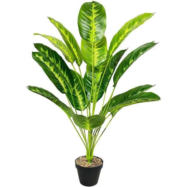 Ibenzoa Realistische kunstpalm in pot voor sfeervolle decoratie en onderhoudsvrij gemak Groen