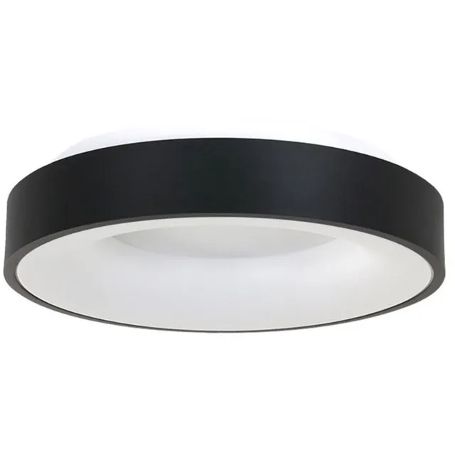 Steinhauer Plafondlamp Ringlede 3086ZW Zwart Ø30cm - Dimbare Design Lamp van Steinhauer van Kunststof en Metaal voor Binnengebruik Wit / Zwart