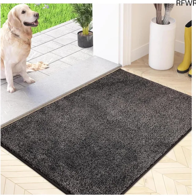 RFWR Antislip Wasbare Voetmat voor Deur en Entree - Vuilvanger met Waterabsorberende Microvezels Houtskoolgrijs