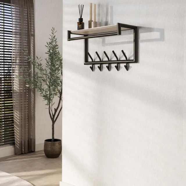 Dimehouse Wandkapstok Aria 2x5 haken Travertine Melamine Bronskleurig Travertine Melamine - Bronskleurig