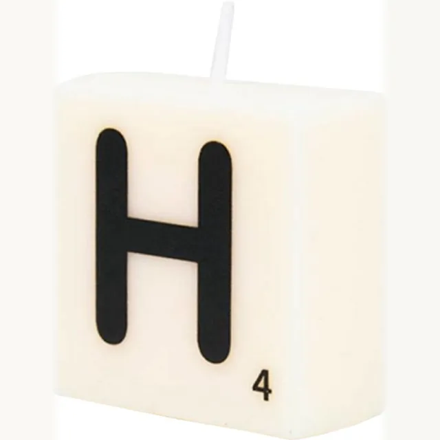 Paper dreams Letter Kaarsje - H Zwart wit