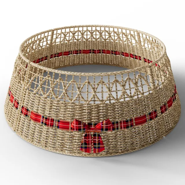Arvioo Kerstboomrok - watergras - 4‑delig - natuurkleur - met strikdecoratie 61x45,5x25cm natuurkleur watergras-02