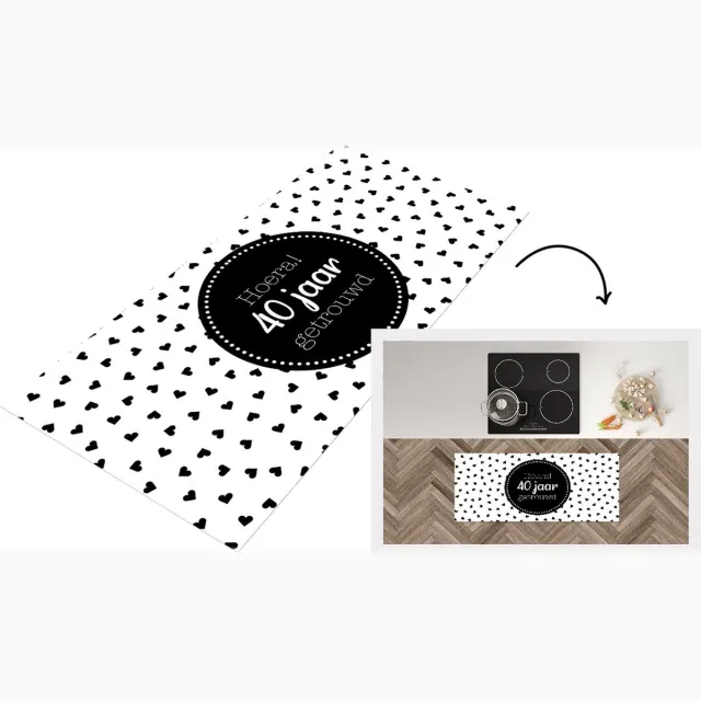 KitchenYeah Keukenloper - Loper keuken - Spreuken - Hoera! 40 jaar getrouwd - Quotes - Trouwen - Keukenloper vinyl Multicolor