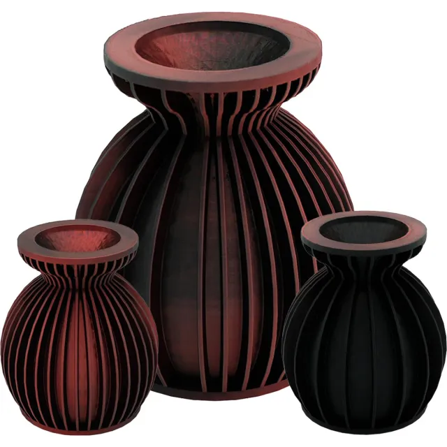 Lovora Elin moderne vaas – Decoratieve vaas - Zwart / Rood - 3d geprinte vaas – geschikt voor droogbloemen - 30CM