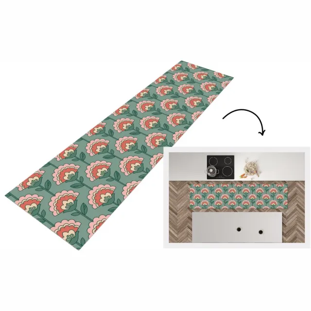 KitchenYeah Keukenloper - Keukenmat vinyl Bloemen - Retro - Patronen - Keukenmatten loper - Keuken vloerkleed tapijt, foto 3