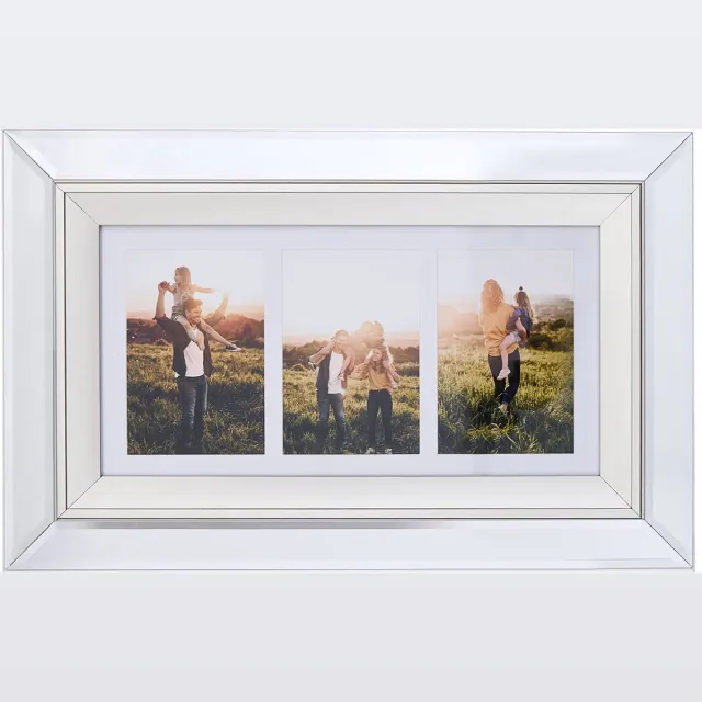 Beliani MAKENI - Fotolijst Voor 3 - Zilver - Staand, Liggend - 50 cm - Glas