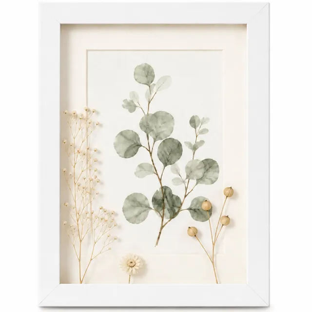 SWGOTA Witte MDF-fotolijst met glas, 5 x 7 inch (12,7 x 17,8 cm), 2 cm binnenruimte, rechthoekig, inclusief afbeelding