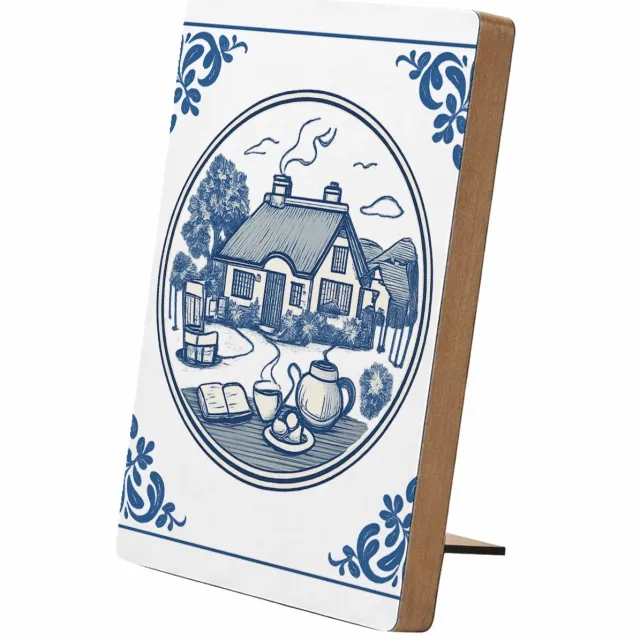 Mr Cadeautjes Glasframe/MDF 12,7 x 17,8 - design Rond kader met botanische hoekdecoraties en een warme woonte | cadeau Wit