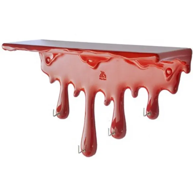 Antart Idee Antartidee - kapstok - schilder - surrealistisch - beschilderde rode plank - verfdruppels - Italiaans - Design rood