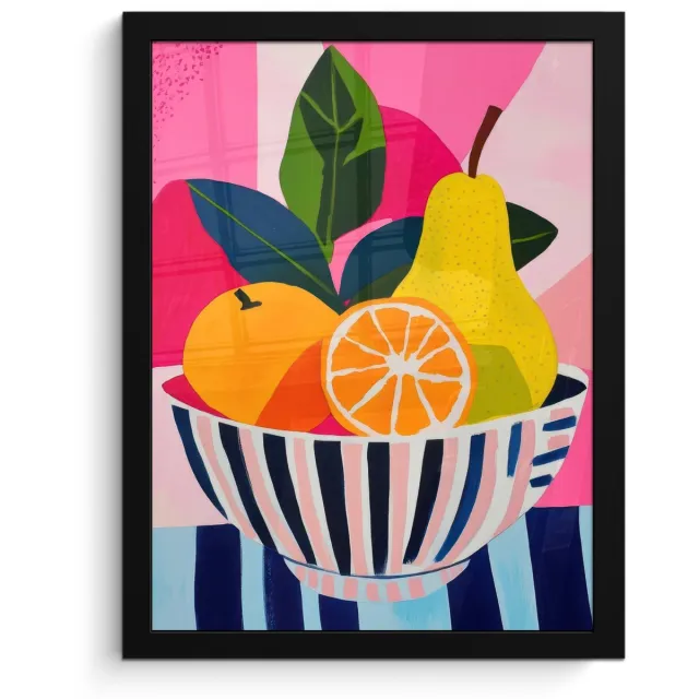 FrameYourWall Poster in lijst - Fotolijst 30x40 cm - Posters - Fruit - Abstracte achtergrond - Roze - Posterlijst zwart - Decoratie - Wanddecoratie woonkamer - Muurdecoratie slaapkamer