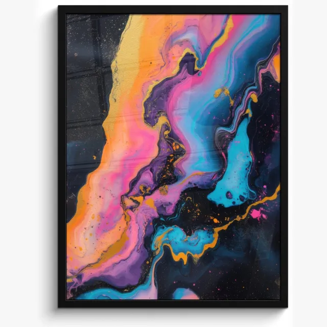 FrameYourWall Poster in lijst - Fotolijst 50x70 cm - Posters - Modern - Marmer - Oranje - Posterlijst zwart - Decoratie - Wanddecoratie woonkamer - Muurdecoratie slaapkamer Marmer - Modern 2