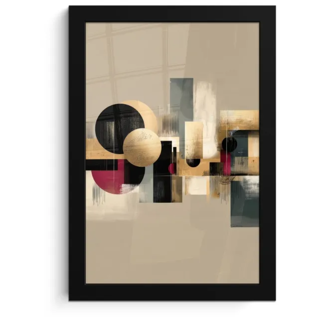 FrameYourWall Poster in lijst - Fotolijst 20x30 cm - Posters - Abstract - Vormen - Beige - Texturen - Posterlijst zwart - Decoratie - Wanddecoratie woonkamer - Muurdecoratie slaapkamer