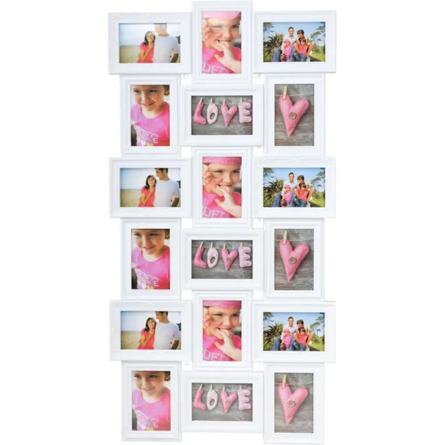 Decopatent© Decopatent - XL Fotolijst Collage voor 18 Foto's van (10x15 & 15x10 Cm) - Fotolijsten - Fotolijstje met 18 fotokaders - 52 x 102 Cm - Wit Wit - XL Fotolijst Collage voor 18 Foto's