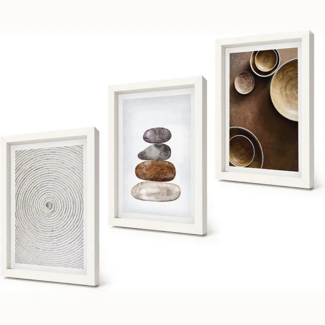 Coloray 3-Delige Schilderij Set - Texturen in de kunst en modern design. - 20x30 - Wanddecoratie - Schilderijen Set - Interieur - Moderne Wanddecoratie Witte lijst