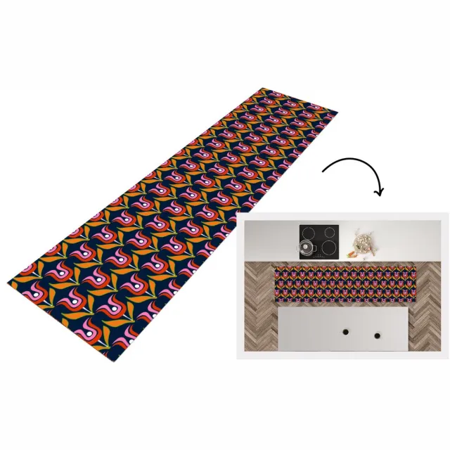 KitchenYeah Keukenloper 200x50 cm - Keukenmat vinyl Retro - Tulp - Abstract - Design - Keukenmatten loper - Keuken vloerkleed tapijt