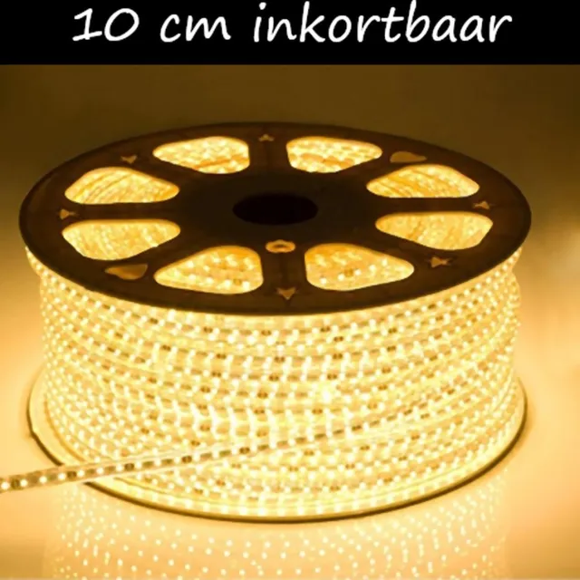 QUALEDY LED Strip 230V - Warm Wit - 8W/m - Inkortbaar per 10cm - IP65 - Dimbaar - 4 meter