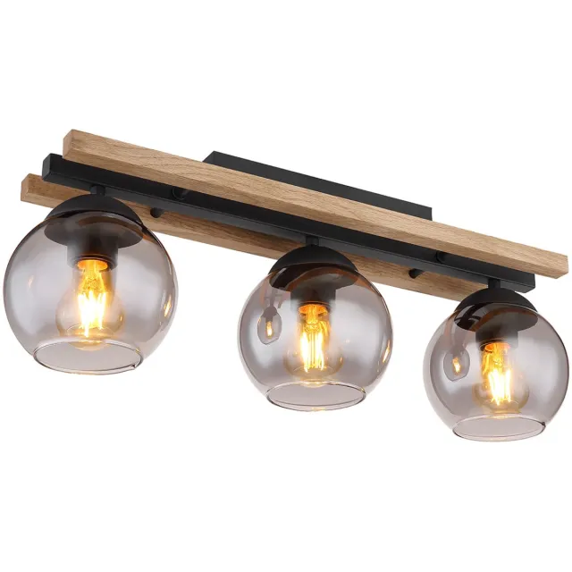 Globo plafonniere - Conni - zwart - glas smoke glas - kleurglas-lamp - E27 - 15569-3DW