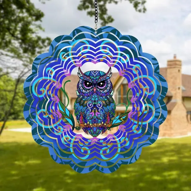 OUTARO Windgong - Windrotor - 30 cm - 3D kinetische hangende sculptuur, roestvrije metalen tuindecoratie, terraskunst -Stijl 14