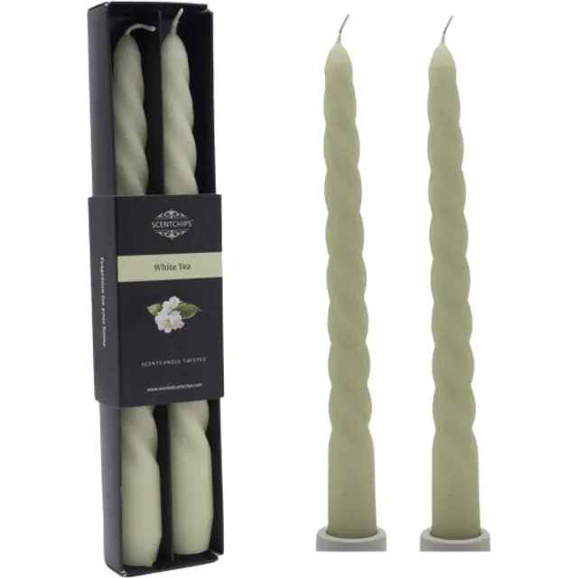 Scentchips Witte thee Gedraaide Geurkaarsen - Swirl Geurkaars - Geurkaarsen Geschenkset - Geur Kaars - 20 Branduren - 2 Stuks