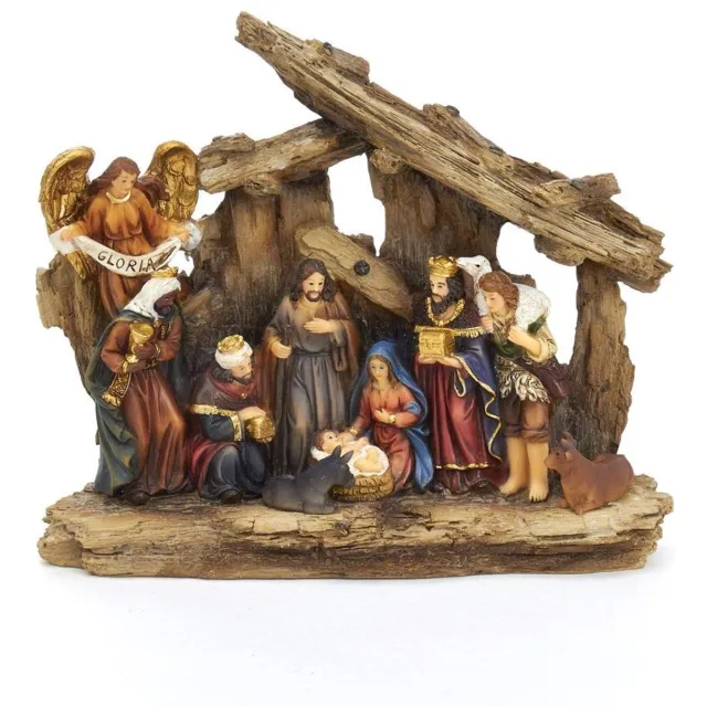 Famanu Kerststal set, veelkleurig, 18 cm hoog Zwart