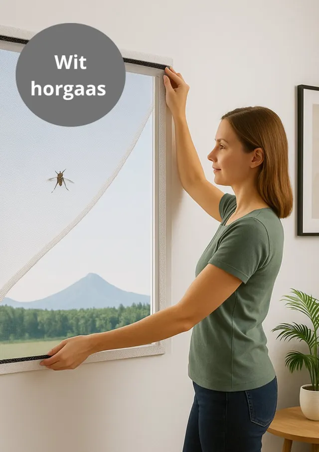 V&P Products Raamhor met Klittenband – Insectenhor Raam – Op Maat Knipbaar – Muggengaas – Zonder Boren – Makkelijk Verwijderbaar – 130 x 150 cm Wit